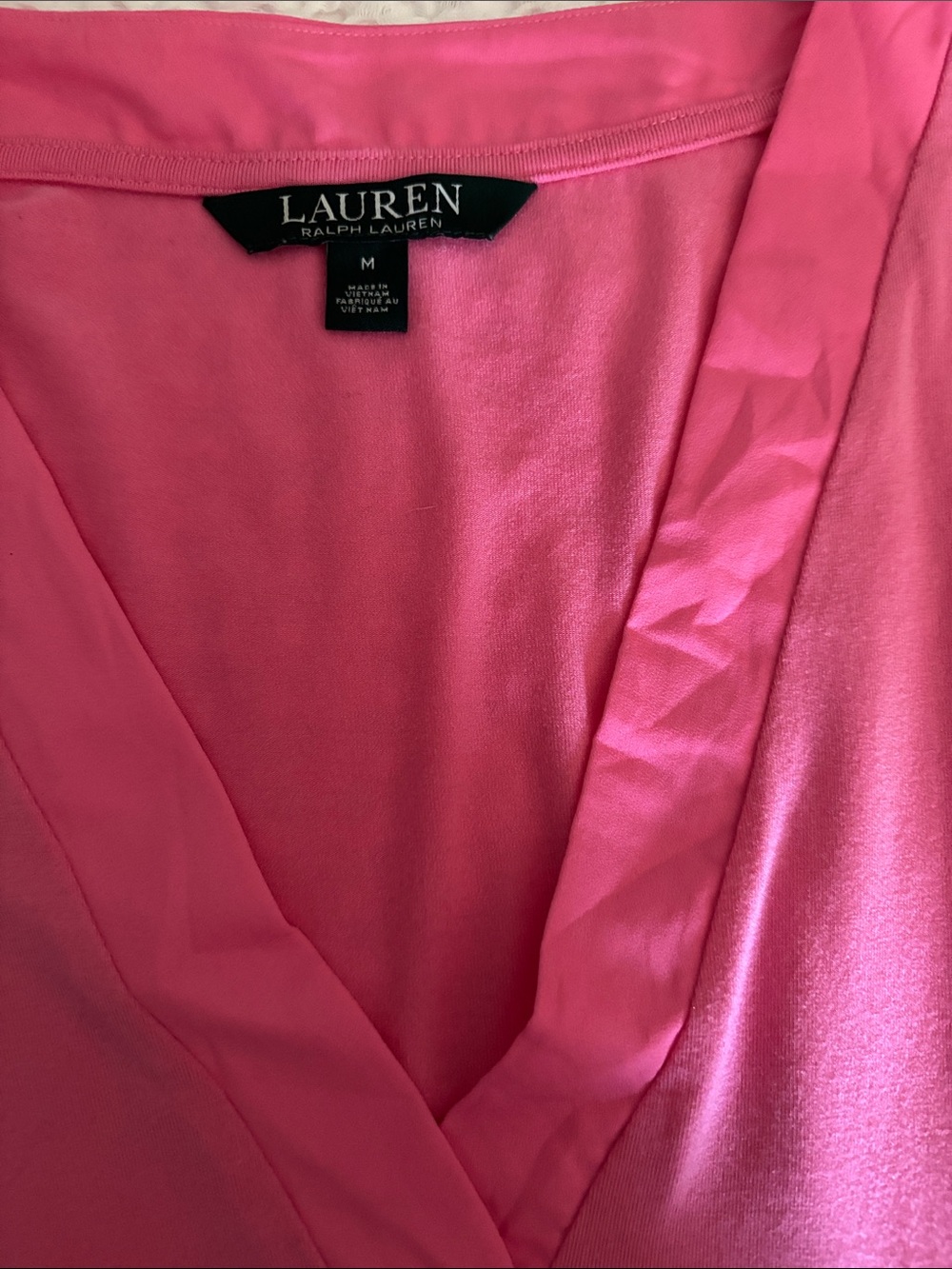 Lauren Ralph Lauren Coral Pink V-Neck Short Sleeve Top